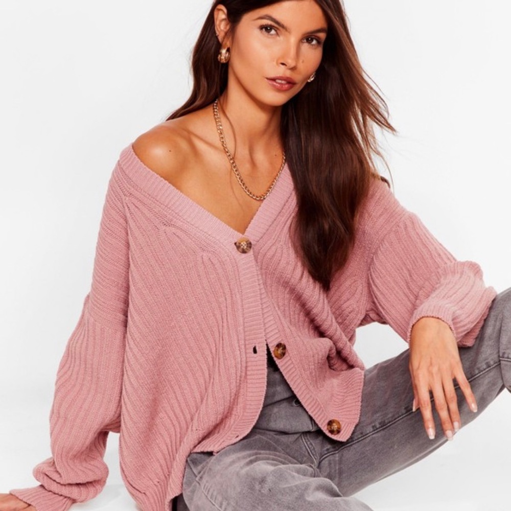 Slouchy pink cardigan